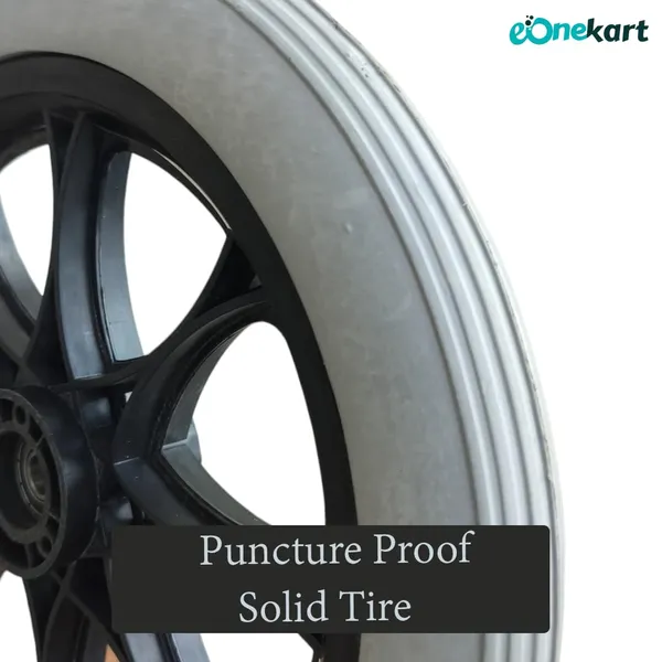 12_Inch_Rear_PU_Hub_PVC_Wheel_Replacement_for_Wheelchair_With_Bearing_|_Puncture_Proof_Solid_Tire_-_Grey_(Pack_of_2)