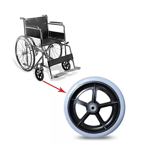 8_Inch_Front_Caster_Solid_PU_Wheel_Replacement_for_Wheelchair_With_Bearing_-_Grey_(Pack_of_1)