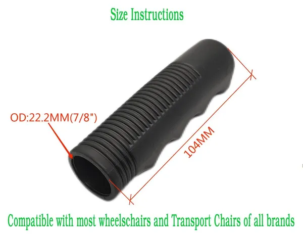 Wheelchair_Handle_Grip_Replacement_for_Dia_7/8_Inch_Universal_Size_|_Non-slip_PVC_Comfortable_Grip_Design_|_Medical_Disability_Walking_Mobility_Equipment_Parts_&_Accessories_-_Black_(Pack_Of_2)