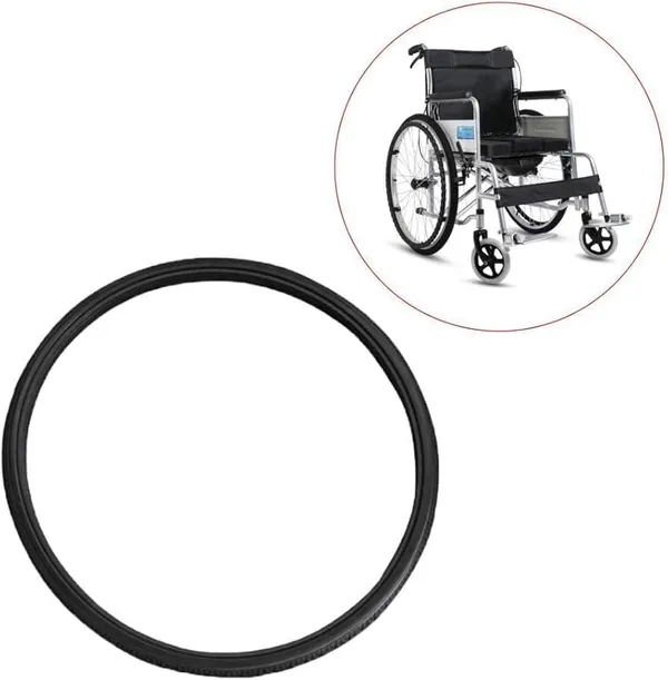20_Inch_(20×1_3/8)_Replacement_Wheelchair_Puncture_Proof_Solid_PU_Rear_Wheel_Tires_Black_(Pack_Of_1)
