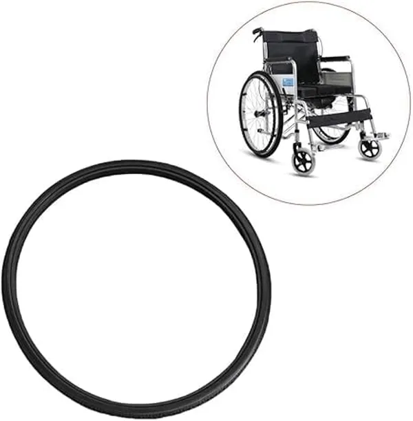 20_Inch_(20×1_3/8)_Replacement_Wheelchair_Puncture_Proof_Solid_PU_Rear_Wheel_Tires_Black_(Pack_Of_2)