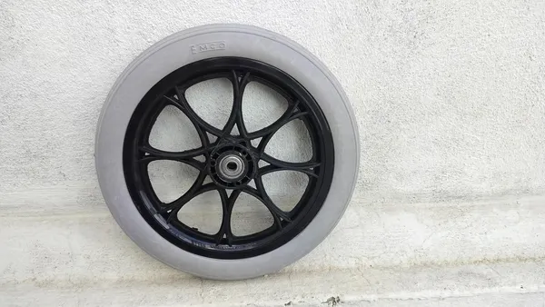14_Inch_Rear_PU_Hub_PVC_Wheel_Replacement_for_Wheelchair_With_Bearing_Heavy_Duty_Puncture_Proof_Solid_Rubber_Tyre_Universal_Fit_Rear_Wheel_for_Manual_&_Folding_Wheelchairs_-_Grey_(Pack_of_1)
