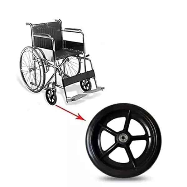 8_Inch_Front_Caster_Solid_PU_Wheel_Replacement_for_Wheelchair_With_Bearing_-_Black_(Pack_of_2)