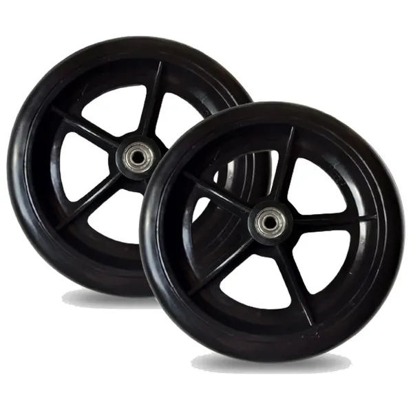8_Inch_Front_Caster_Solid_PU_Wheel_Replacement_for_Wheelchair_With_Bearing_-_Black_(Pack_of_2)