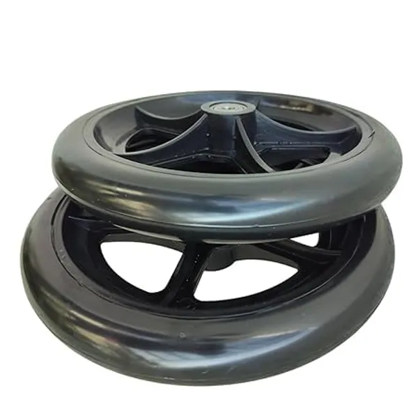 8_Inch_Front_Caster_Solid_PU_Wheel_Replacement_for_Wheelchair_With_Bearing_-_Black_(Pack_of_2)