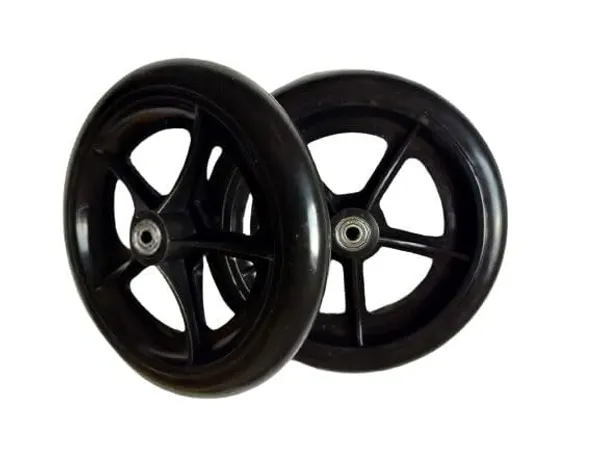 8_Inch_Front_Caster_Solid_PU_Wheel_Replacement_for_Wheelchair_With_Bearing_-_Black_(Pack_of_2)