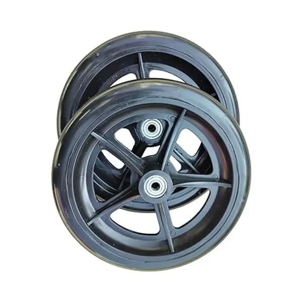 8_Inch_Front_Caster_Solid_PU_Wheel_Replacement_for_Wheelchair_With_Bearing_-_Black_(Pack_of_2)
