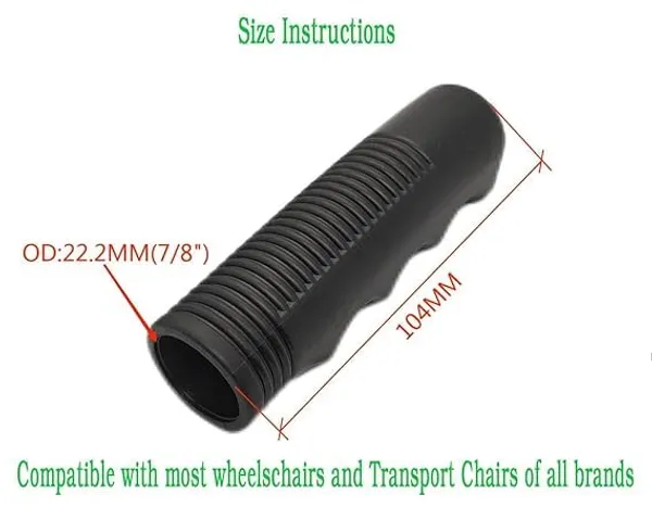 Wheelchair_Handle_Grip_Replacement_for_Dia_7/8_Inch_Universal_Size_|_Non-slip_PVC_Comfortable_Grip_Design_|_Medical_Disability_Walking_Mobility_Equipment_Parts_&_Accessories_-_Black_(Pack_Of_2))