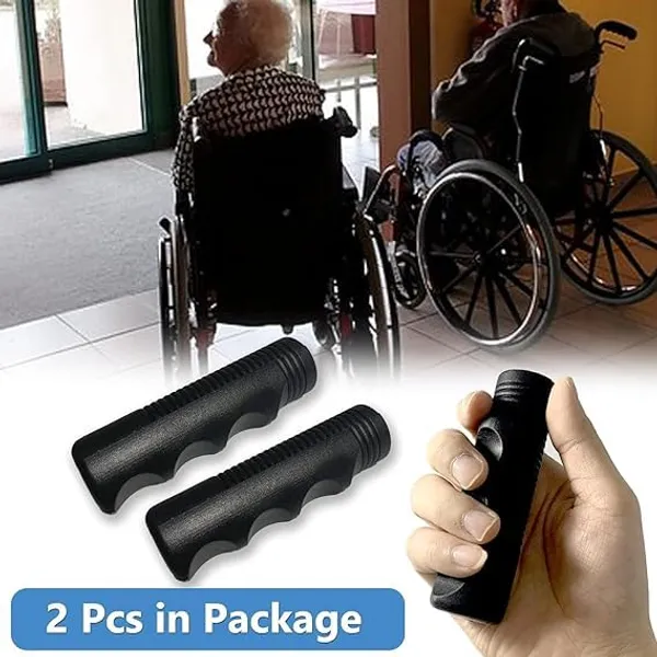 Wheelchair_Handle_Grip_Replacement_for_Dia_7/8_Inch_Universal_Size_|_Non-slip_PVC_Comfortable_Grip_Design_|_Medical_Disability_Walking_Mobility_Equipment_Parts_&_Accessories_-_Black_(Pack_Of_2))