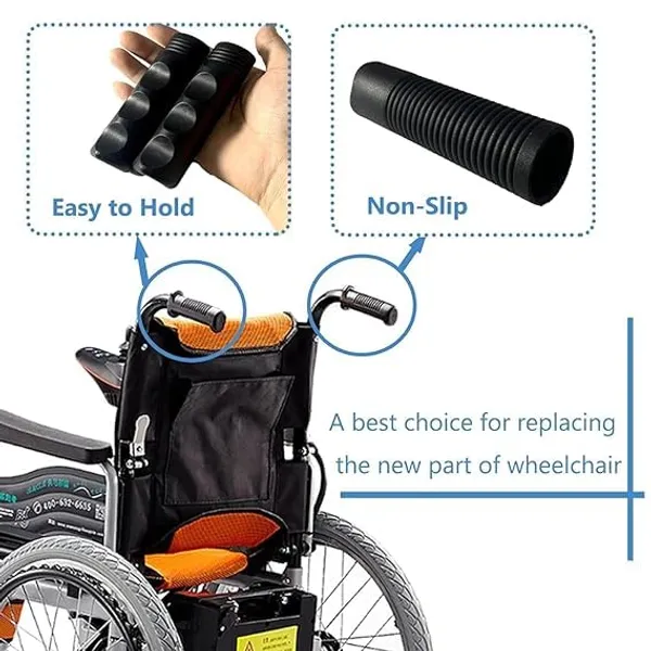 Wheelchair_Handle_Grip_Replacement_for_Dia_7/8_Inch_Universal_Size_|_Non-slip_PVC_Comfortable_Grip_Design_|_Medical_Disability_Walking_Mobility_Equipment_Parts_&_Accessories_-_Black_(Pack_Of_2))