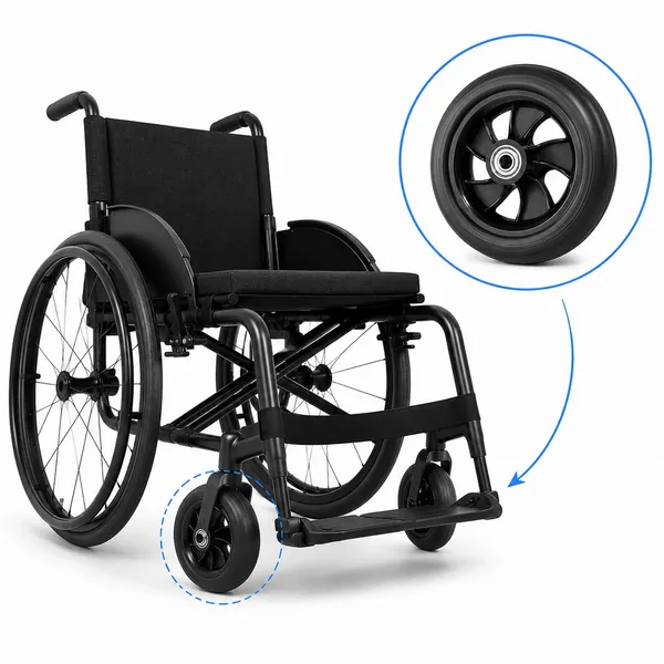 7_Inch_Front_Caster_Solid_PU_Wheel_Replacement_for_Wheelchair_With_Bearing_(Pack_of_2)