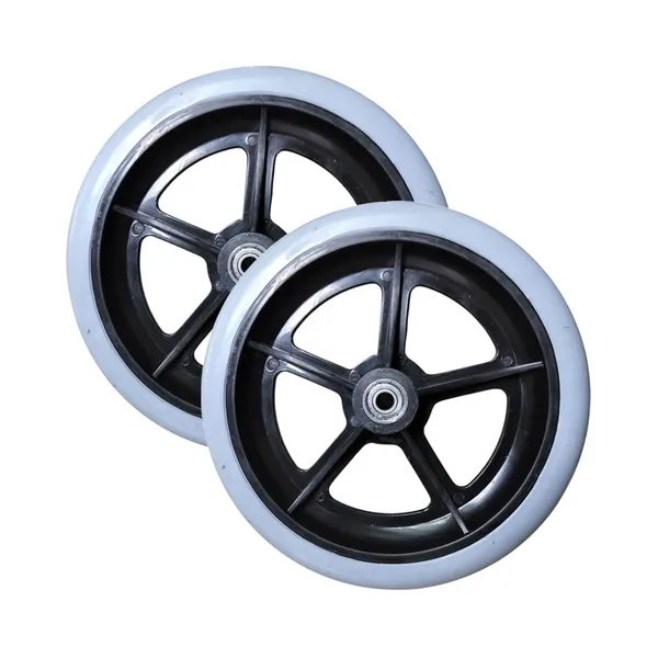 8_Inch_Front_Caster_Solid_PU_Wheel_Replacement_for_Wheelchair_With_Bearing_-_Grey_(Pack_of_2)