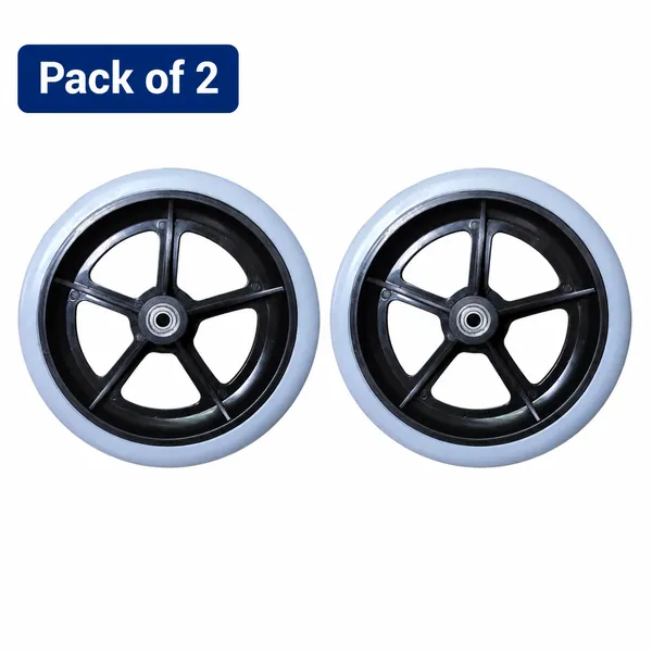 8_Inch_Front_Caster_Solid_PU_Wheel_Replacement_for_Wheelchair_With_Bearing_-_Grey_(Pack_of_2)