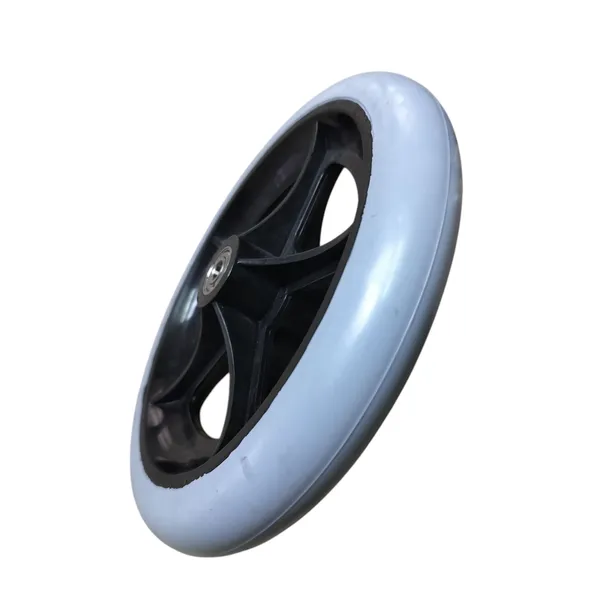 8_Inch_Front_Caster_Solid_PU_Wheel_Replacement_for_Wheelchair_With_Bearing_-_Grey_(Pack_of_2)