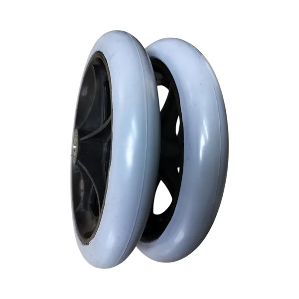 8_Inch_Front_Caster_Solid_PU_Wheel_Replacement_for_Wheelchair_With_Bearing_-_Grey_(Pack_of_2)