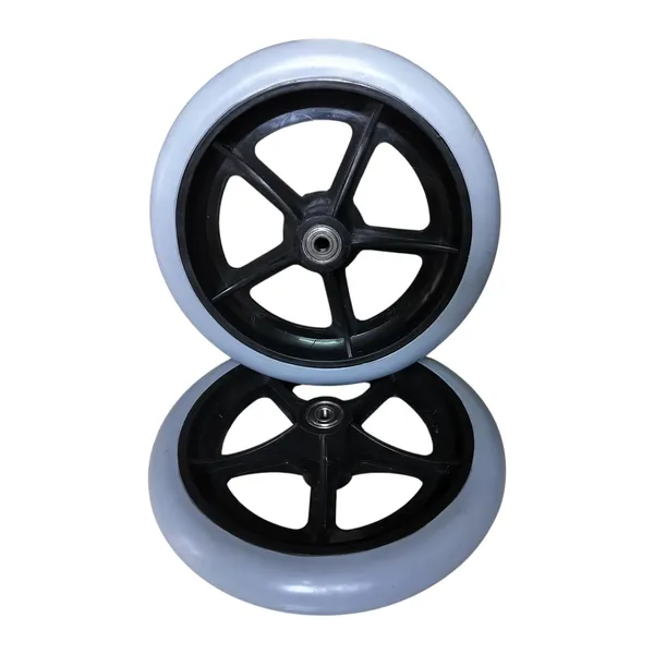 8_Inch_Front_Caster_Solid_PU_Wheel_Replacement_for_Wheelchair_With_Bearing_-_Grey_(Pack_of_2)