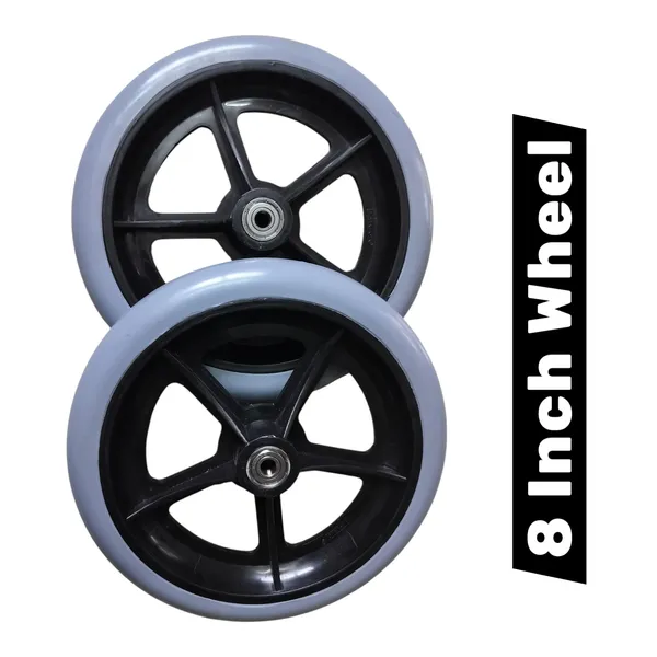 8_Inch_Front_Caster_Solid_PU_Wheel_Replacement_for_Wheelchair_With_Bearing_-_Grey_(Pack_of_2)