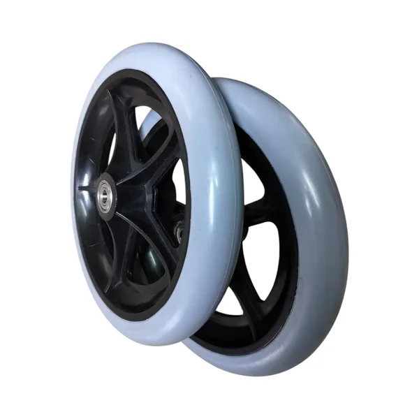 8_Inch_Front_Caster_Solid_PU_Wheel_Replacement_for_Wheelchair_With_Bearing_-_Grey_(Pack_of_2)