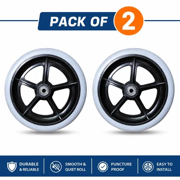 8_Inch_Front_Caster_Solid_PU_Wheel_Replacement_for_Wheelchair_With_Bearing_-_Grey_(Pack_of_2)