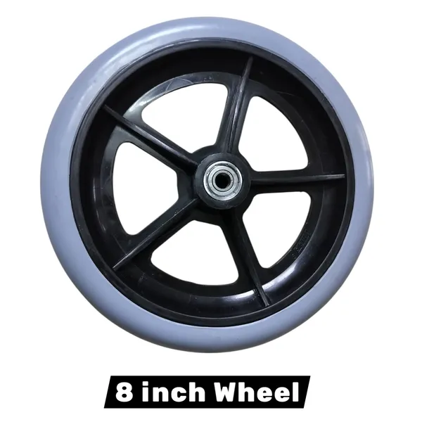 8_Inch_Front_Caster_Solid_PU_Wheel_Replacement_for_Wheelchair_With_Bearing_-_Grey_(Pack_of_2)