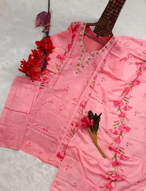 Premium_And_Beautiful_Embroidery_Work_Neckline_Chanderi_Butti_Kurti_Pink