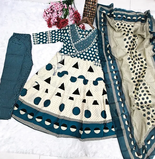 Premium_Cotton_Sequence_Embroidery_Work_Anarkali_Kurti_Set_Teal