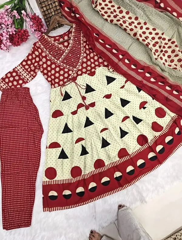 Premium_Cotton_Sequence_Embroidery_Work_Anarkali_Kurti_Set_Red
