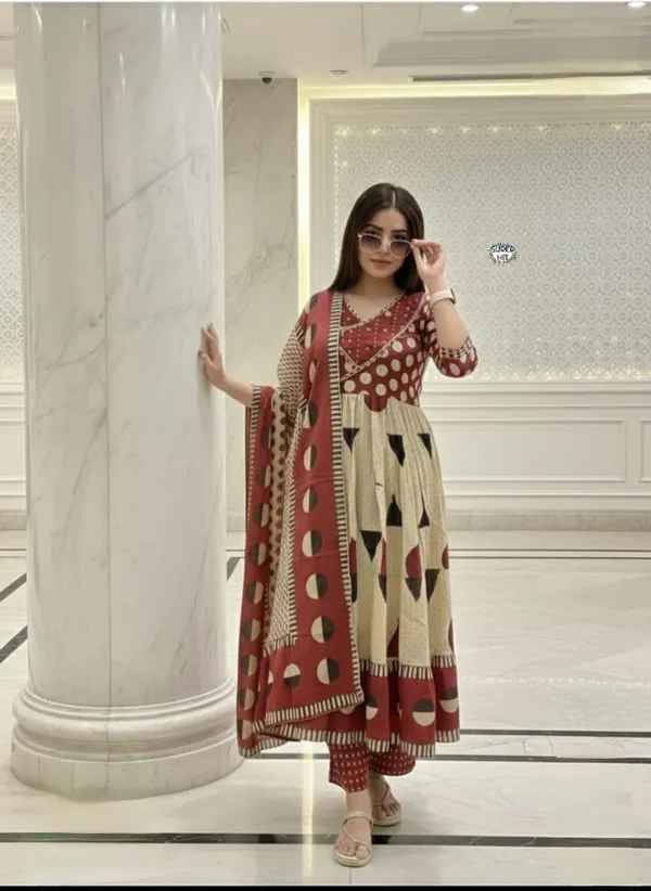 Premium_Cotton_Sequence_Embroidery_Work_Anarkali_Kurti_Set_Red
