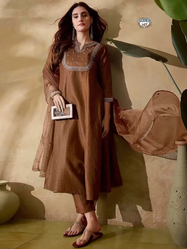 Beutiful_Rust_Brown_Vichitra_Silk_Heavy_Fully_Stitchied_Suit_Set_Heavy_Coding_Work