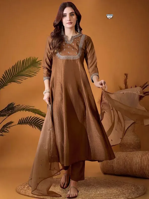 Beutiful_Rust_Brown_Vichitra_Silk_Heavy_Fully_Stitchied_Suit_Set_Heavy_Coding_Work