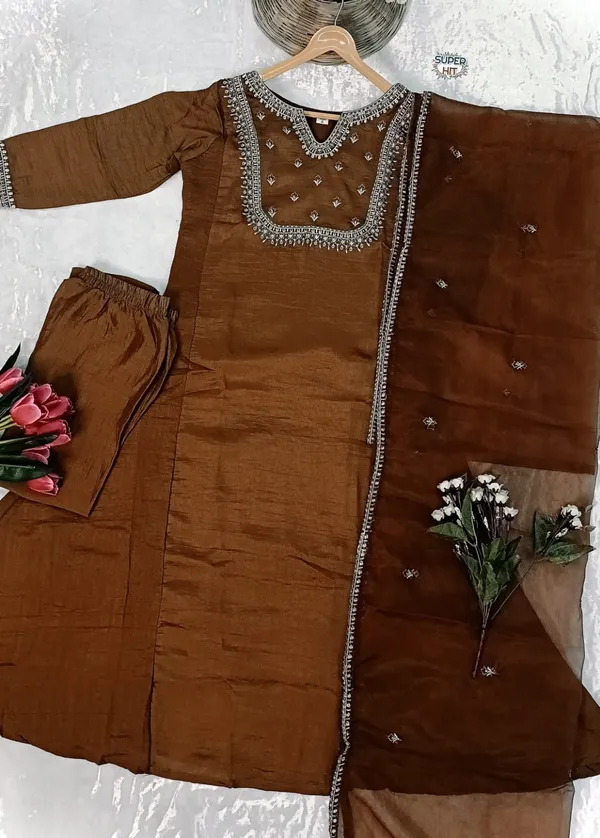 Beutiful_Rust_Brown_Vichitra_Silk_Heavy_Fully_Stitchied_Suit_Set_Heavy_Coding_Work