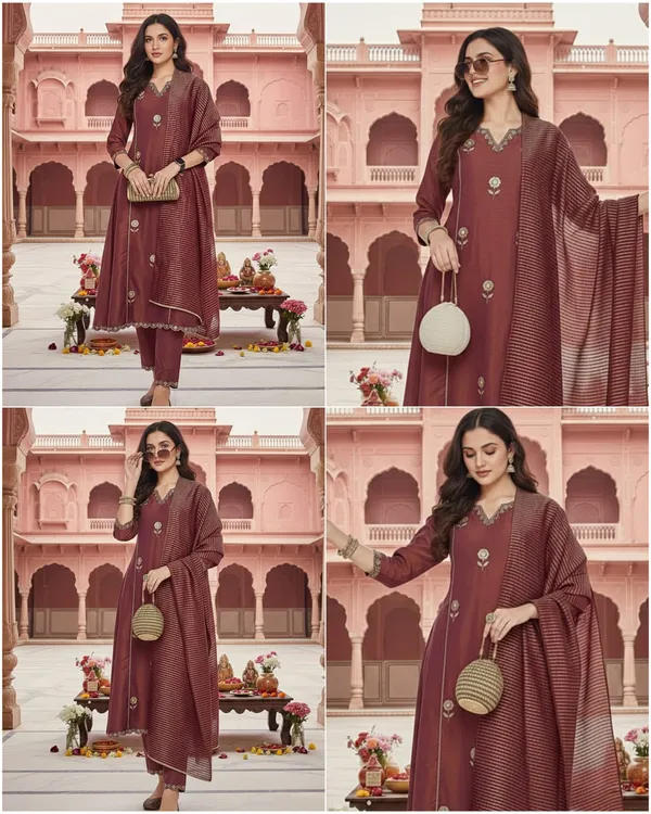 Beautiful_Maroon_Pv_Simmer_Embroidery_Work_With_Jacquard_Dupatta_Kurti_Set