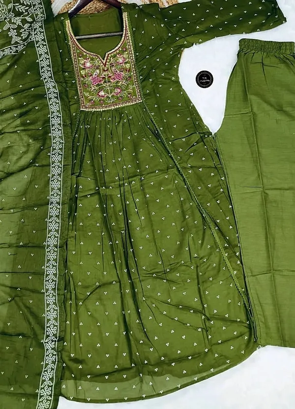 Premium_Cotton_Sequence_Embroidery_And_Tier_Pattern_With_Beutiful_Work_On_Yoke_Anarkali_Kurti_Set