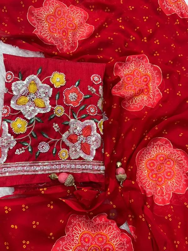 Premium_Georgette_Blossom_Flower_Design_Print_Sequins_Embroidered_Work_In_Blouse_Purple