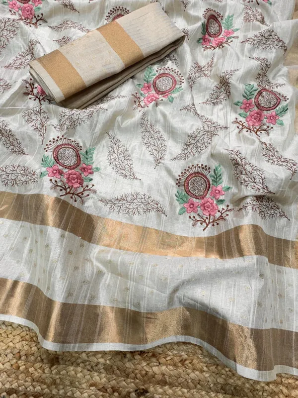 Madhuri_Design_Light_Brown_Pure_Tusser_Cotton_Jacquard_Multi_Thread_Kashmiri_Style_Embroidery_Work