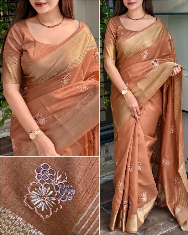 Assam_Silk_Zari_Jacquard_Border_With_Zari_Weaving_Chit_Pallu_With_Running_Blouse_Rust