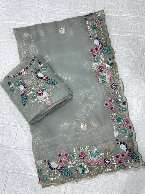 Faguniya_Nc_Simmer_Silk_Sequins_Multi_Thread_Embroidered_Work_Saree_Dusty_Grey