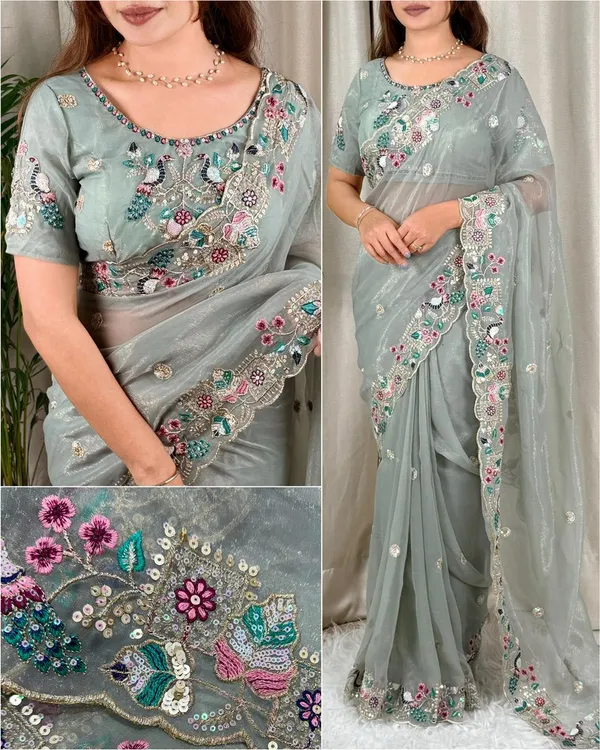 Faguniya_Nc_Simmer_Silk_Sequins_Multi_Thread_Embroidered_Work_Saree_Dusty_Grey
