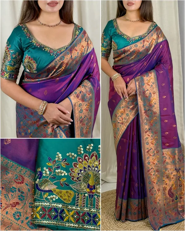 Apsara_Banarasi_Silk_Heavy_Minakari_With_Handwork_Designer_Unstitched_Blouse_Deep_Purple