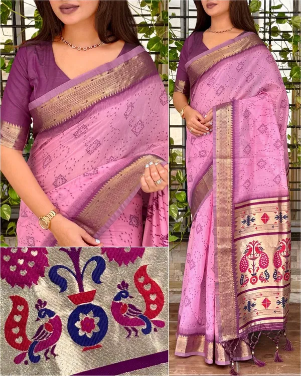 Aarushi_Cotton_Contrast_Thread_Weaving_Bandhej_Jacquard_Rich_Pallu_In_Saree_With_Zari_Weaving_Minakari_Thread_Pattern_Mauve_Pink