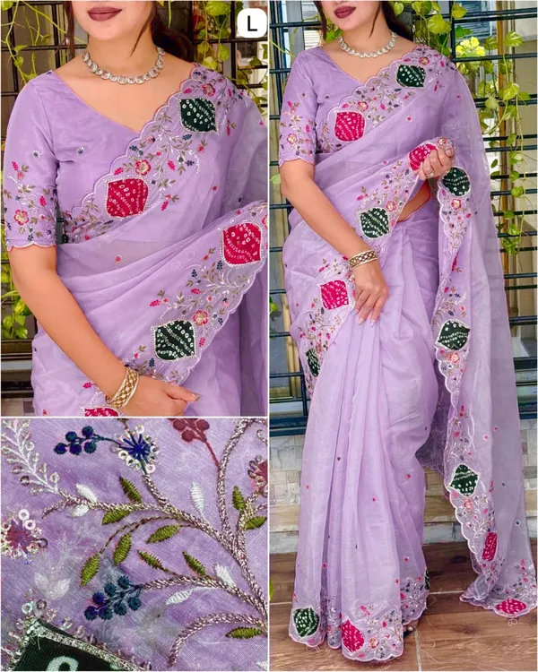 Ghoomar_Crystal_Tissue_Original_Hand_Applique_Work_In_Full_Saree_Border_With_Zari_Embroidered_Work