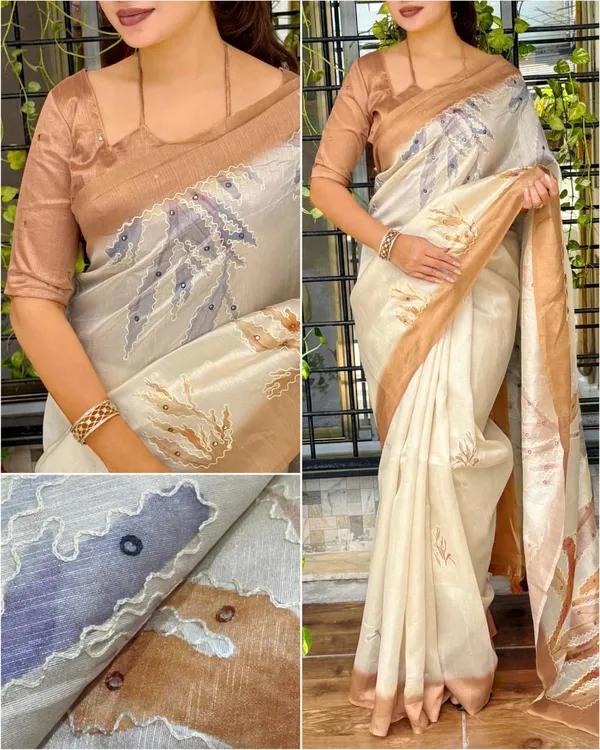 Sambhavi_Design_With_Tusser_Linen_Digital_Position_Print_Collection_With_Hand_Katha_Mirror_Work_Peach_Beige