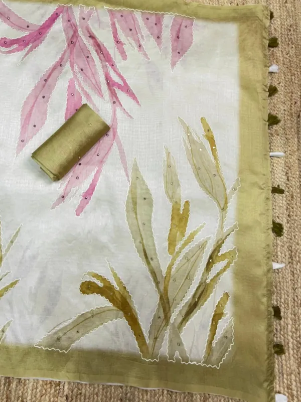 Sambhavi_Design_With_Tusser_Linen_Digital_Position_Print_Collection_With_Hand_Katha_Mirror_Work_Peach_Beige