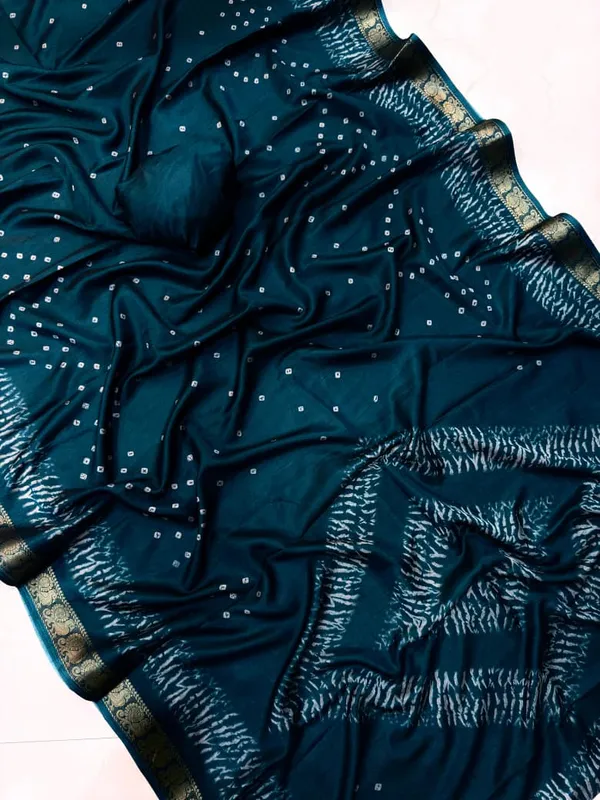 Qalamkari_Soft_Black_Two_Tone_Dola_Silk_Sarees_With_Pen_Kalamkari_Design_Teal