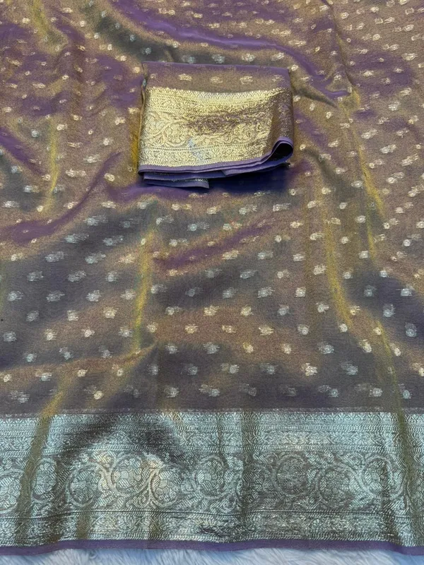 Pure_Viscose_Tissue_Silk_With_Trending_Color_Golden_Shinning_All_Over_With_Running_Blouse_Meatalic_Violate