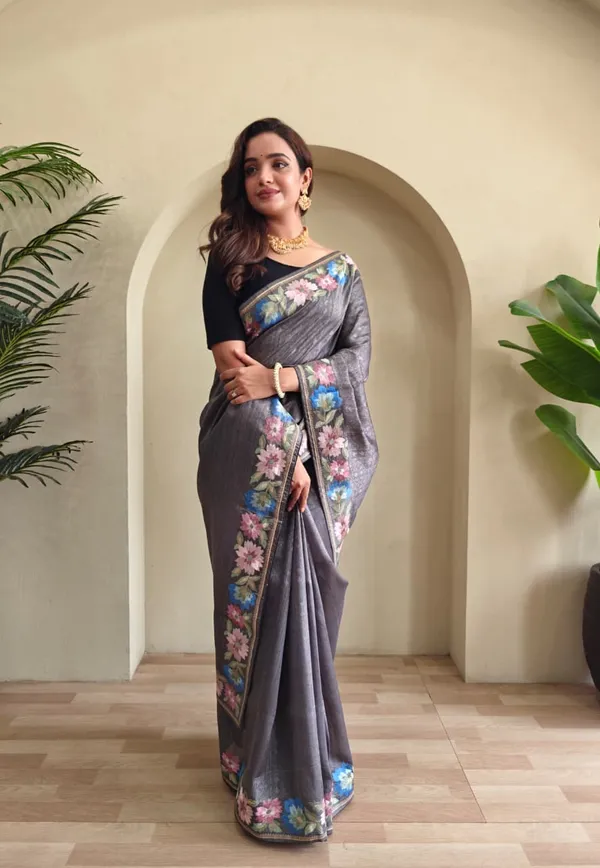 Pure_Tusser_Cotton_Silk_Premium_Contrast_Embroidery_All_Over_The_Border_With_Floral_Pattern_Beige