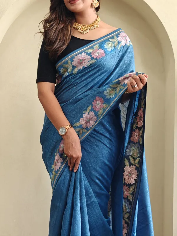 Pure_Tusser_Cotton_Silk_Premium_Contrast_Embroidery_All_Over_The_Border_With_Floral_Pattern_Beige