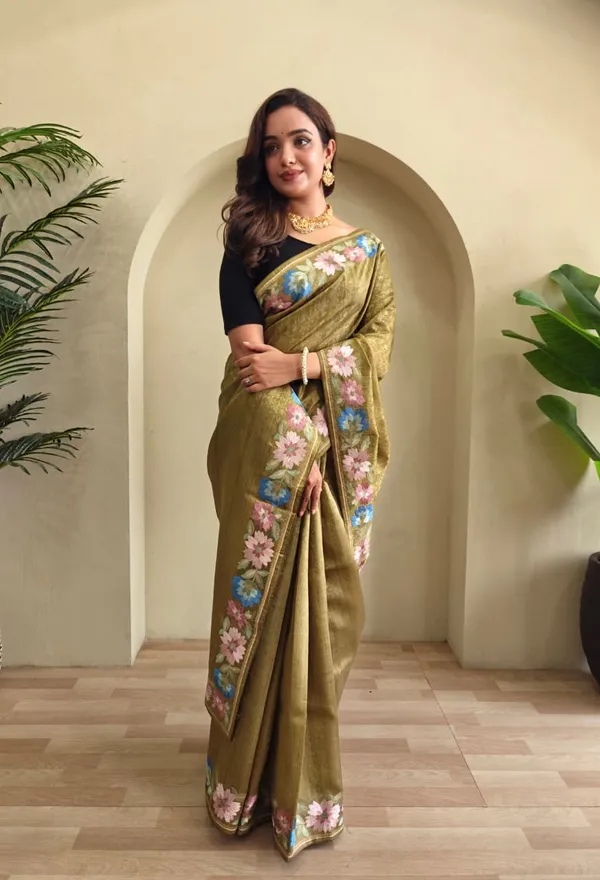 Pure_Tusser_Cotton_Silk_Premium_Contrast_Embroidery_All_Over_The_Border_With_Floral_Pattern_Beige