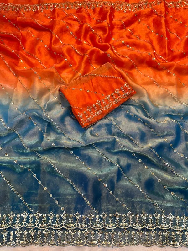 Rich_Look_Orange_Grey_Fendy_Satin_Pedding_Fabric_With_Beautiful_Embroidery_3_Mm_Sequence_Work