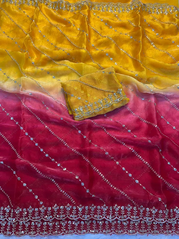 Rich_Look_Yellow_Pink_Fendy_Satin_Pedding_Fabric_With_Beautiful_Embroidery_3_Mm_Sequence_Work